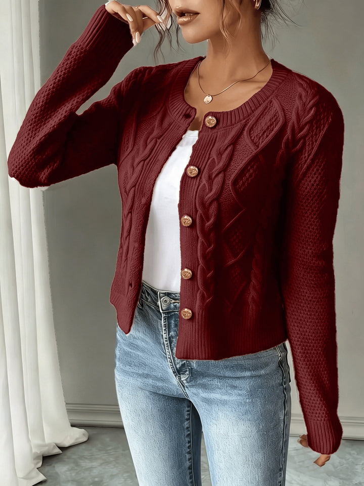 Iris | Cable-Knit Button-Front Cardigan