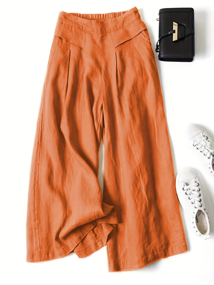 Linen Wide-Leg Ankle Pants