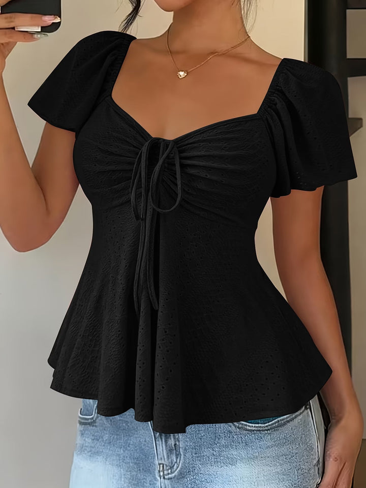Darina | Breathable V-Neck Drawstring Top