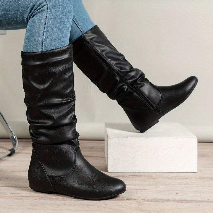 Marlene | Slouch Flat Mid-Calf Boots