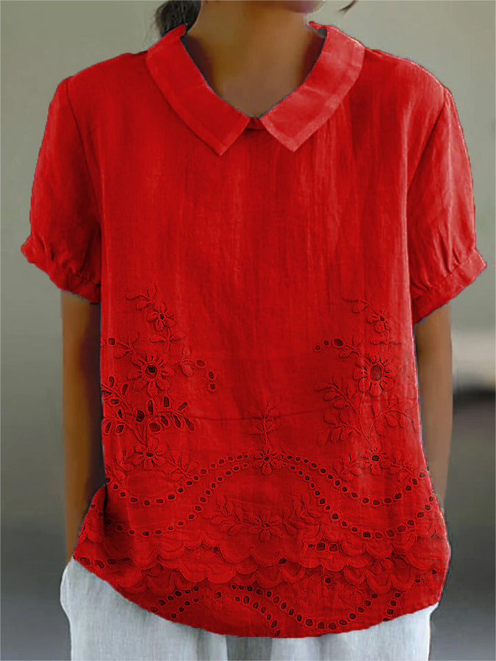 Holly | Elegant Floral Embroidered Shirt