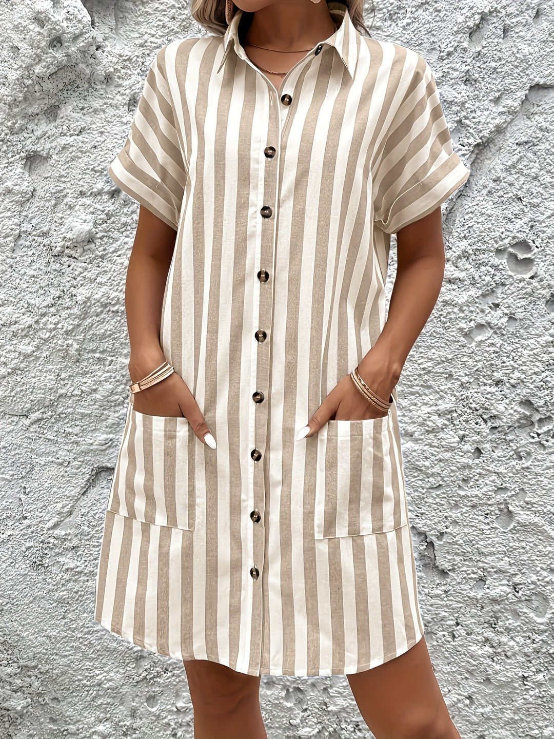 Clara | Striped Button-Up Shirt Dress