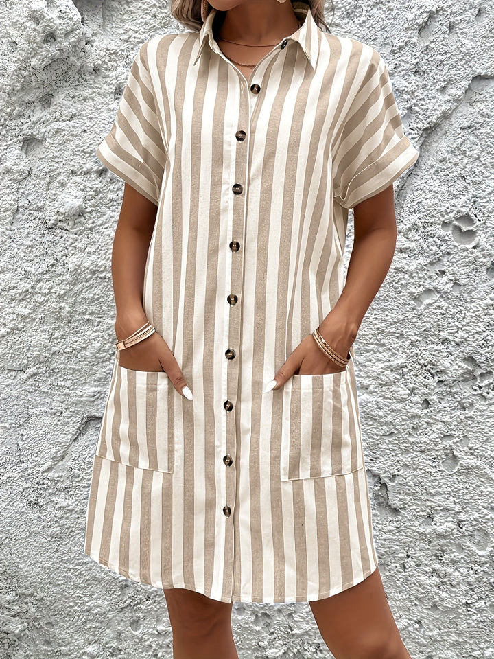Clara | Striped Button-Up Shirt Dress