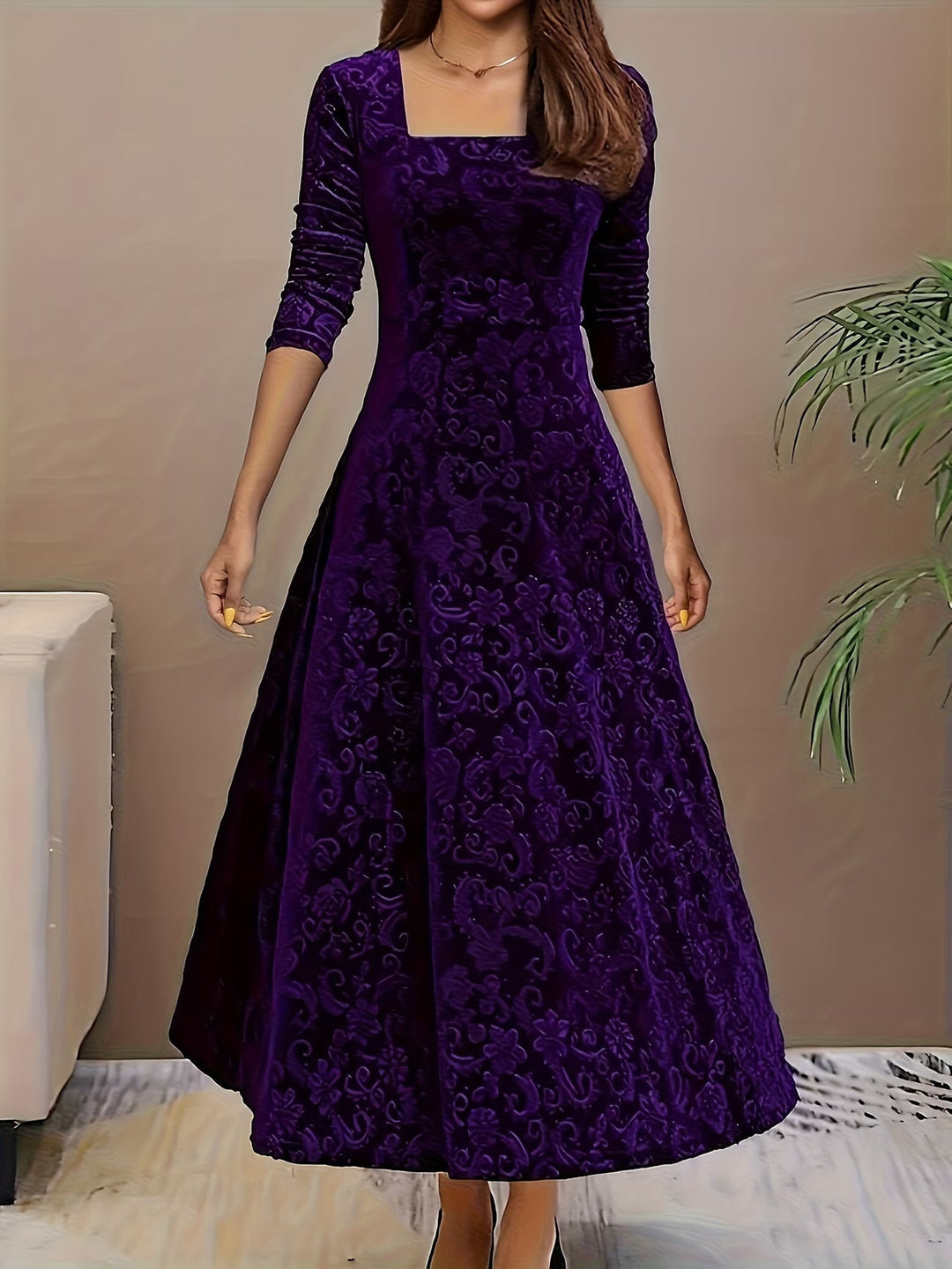 Maelle | Elegant Mid Sleeve Floral Dress