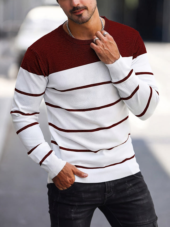 Declan | Colour-Block Striped Crew Neck Sweater