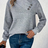 Yvonne | Asymmetrical Button-Neck Sweater