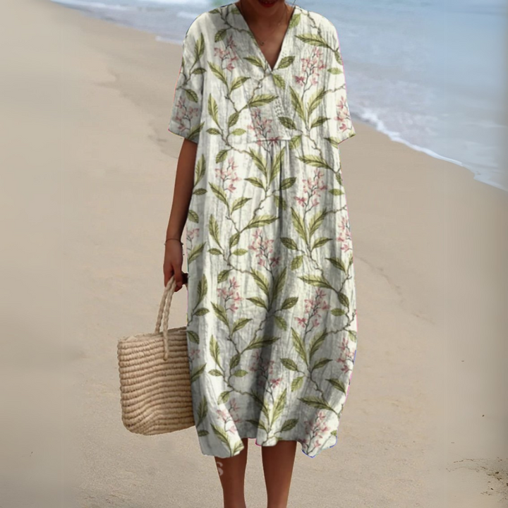 Stella | Elegant Floral V-Neck Dress