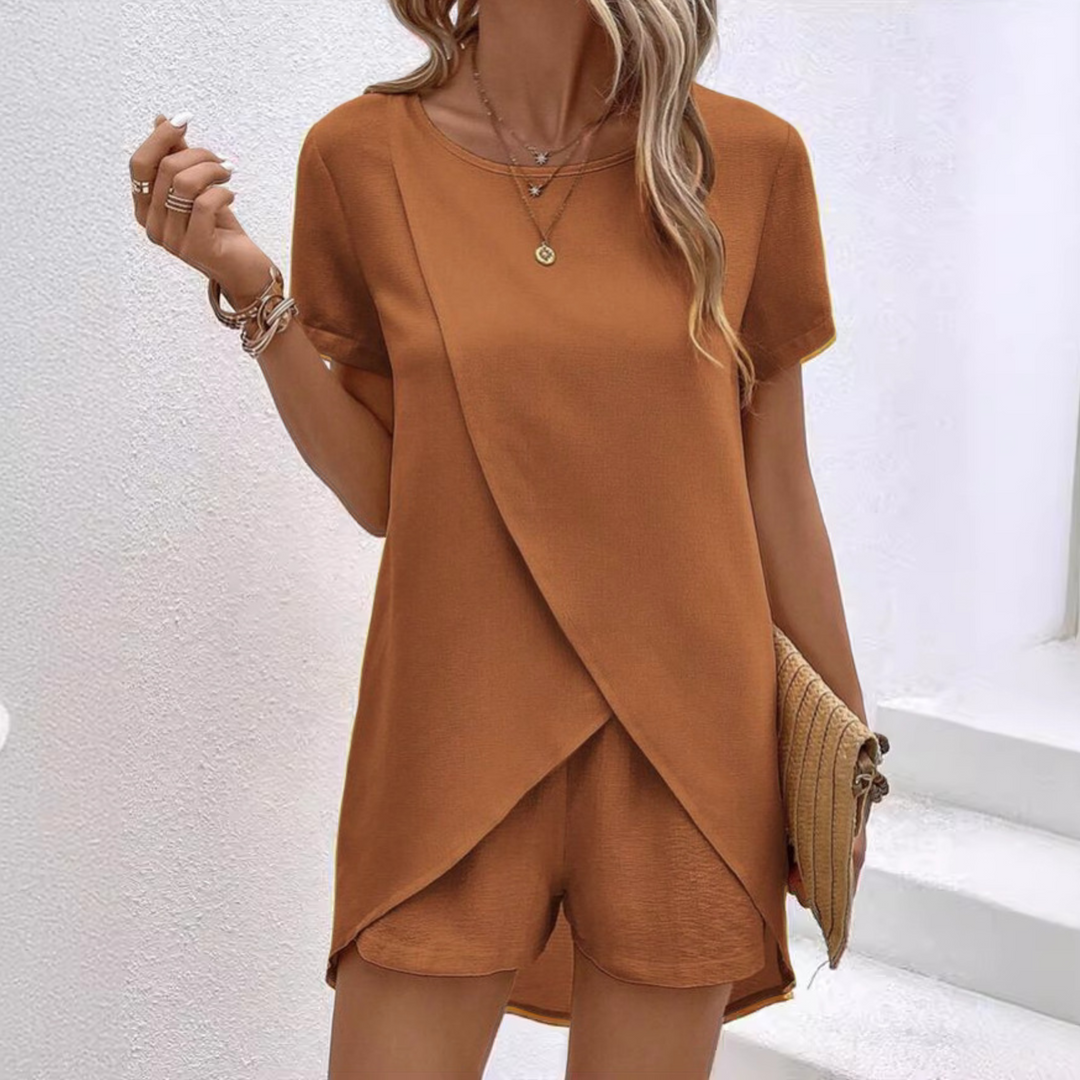 Delilah | Elegant Summer Slit Shirt Set