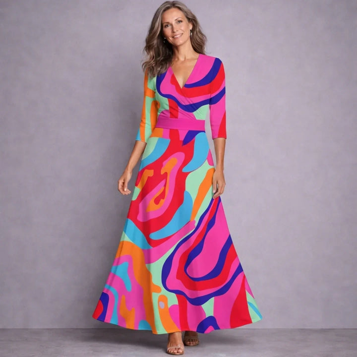 Carissa | Elegant Mid Sleeve Maxi Dress