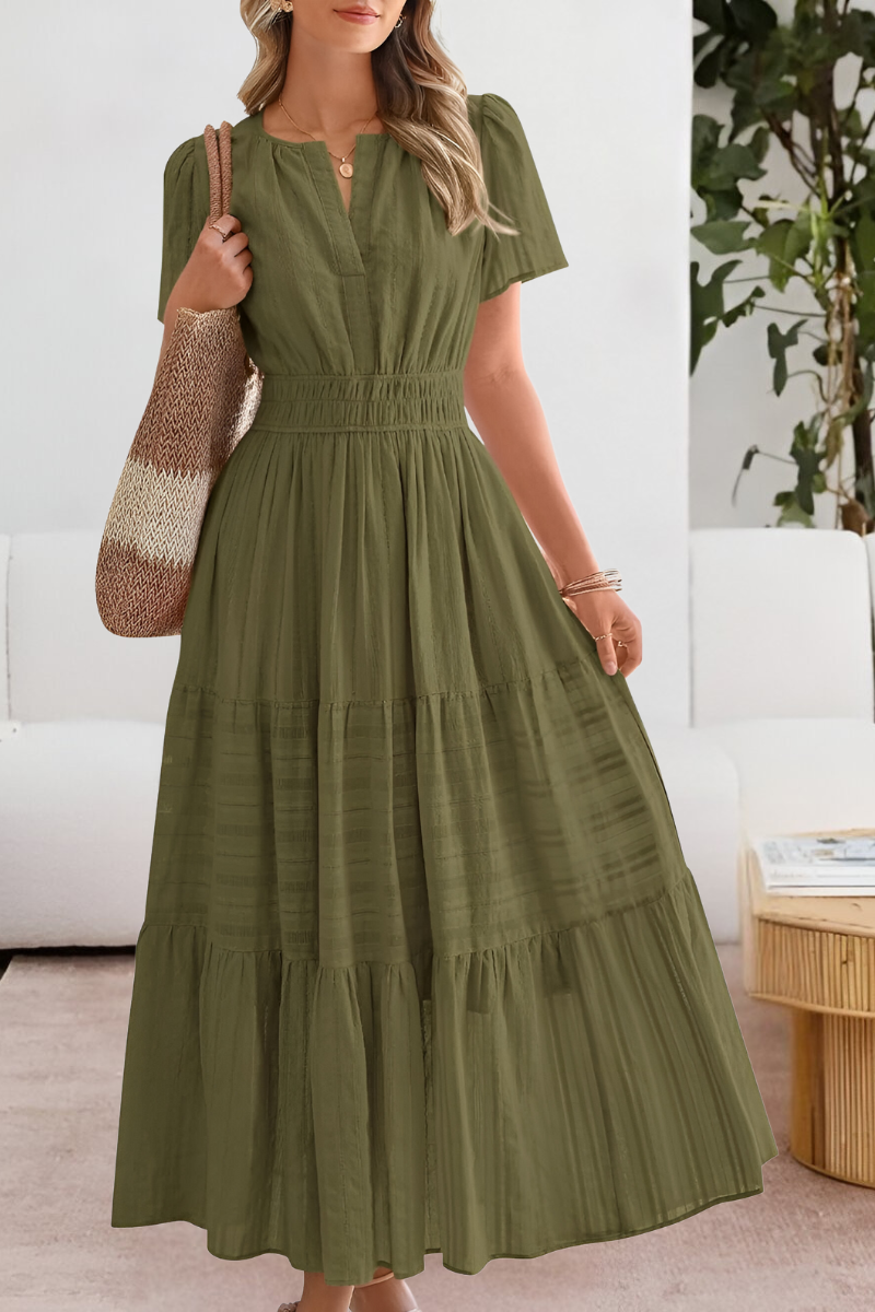 Cassandra | Tiered Flutter-Sleeve Midi Dress