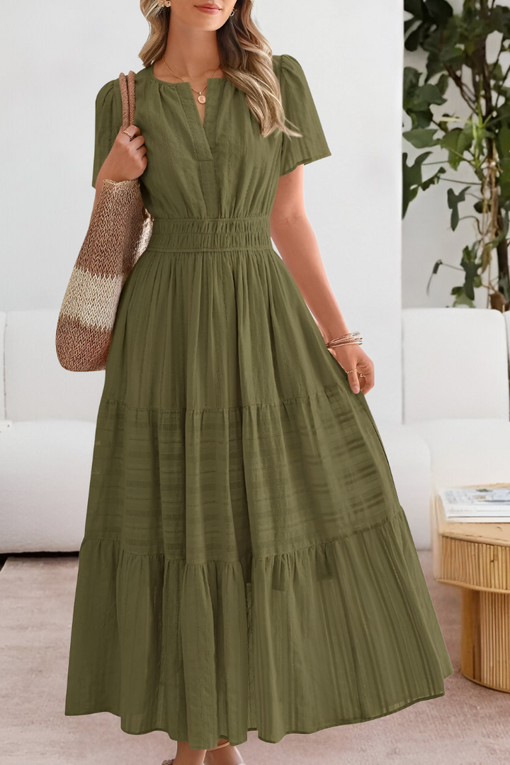 Cassandra | Tiered Flutter-Sleeve Midi Dress