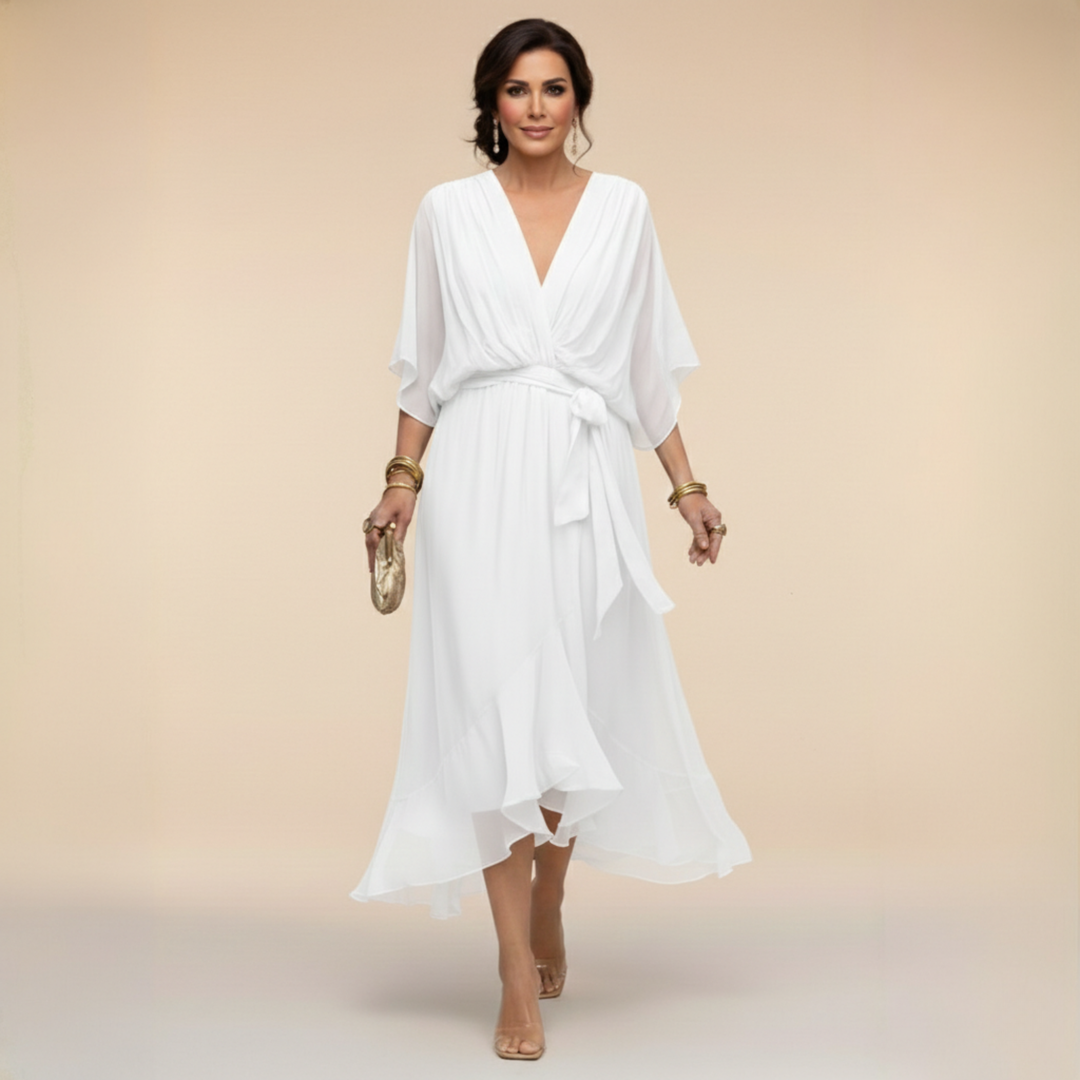 Zinnia | Stylish Chiffon V-Neck Dress