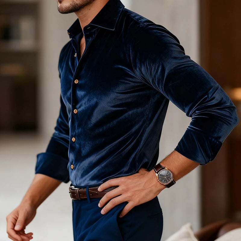 Dorian | Classic Long Sleeve Velvet Shirt