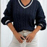 Whitney | V-Neck Cable-Knit Sweater