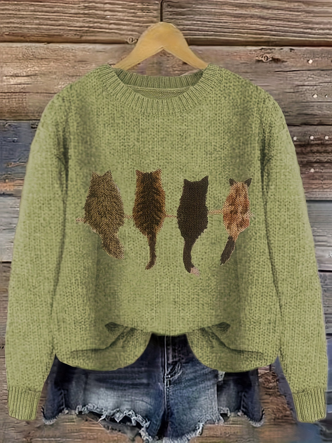 Maeve | Charming Cat-Print Knit Sweater