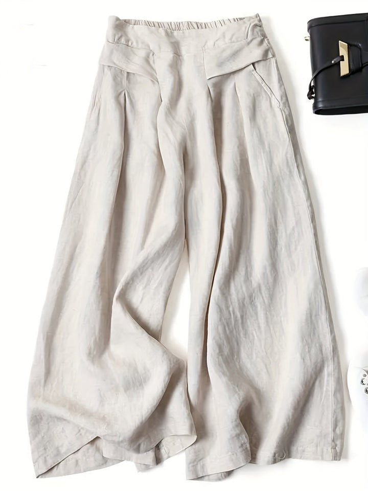 Linen Wide-Leg Ankle Pants