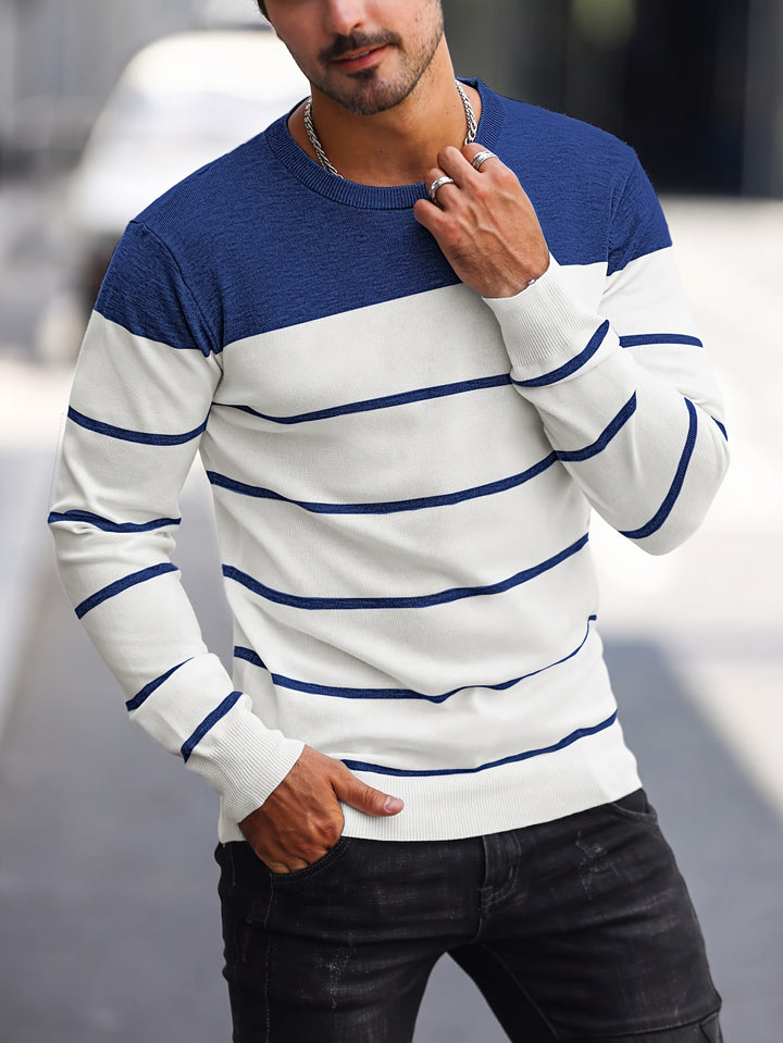 Declan | Colour-Block Striped Crew Neck Sweater