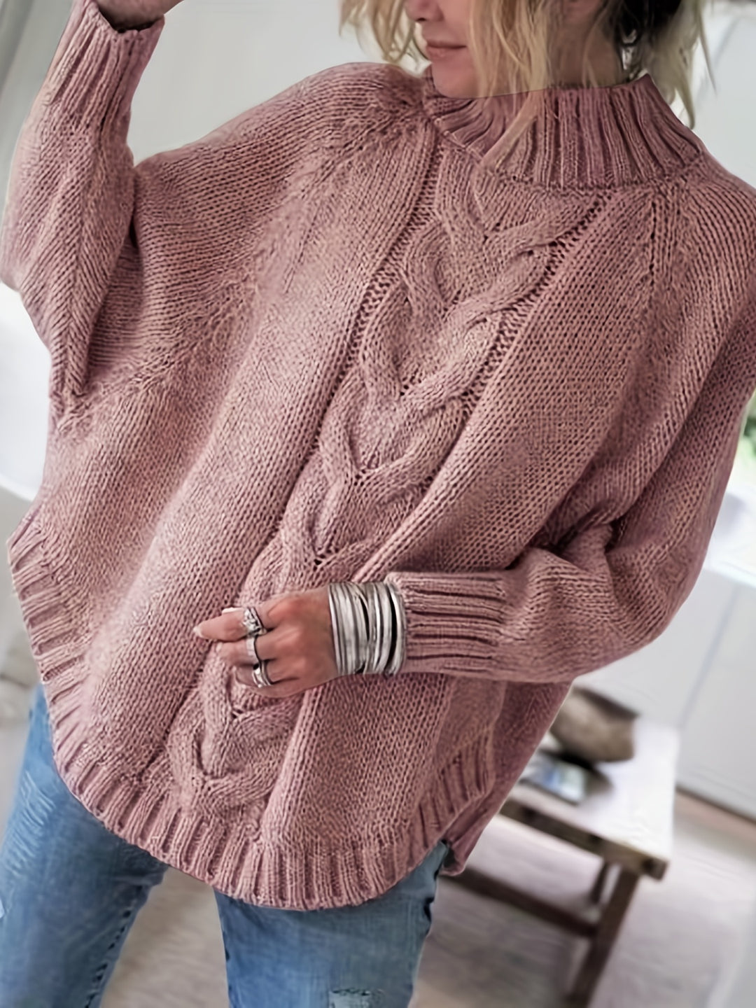 Maisie | Cable-Knit High-Neck Sweater