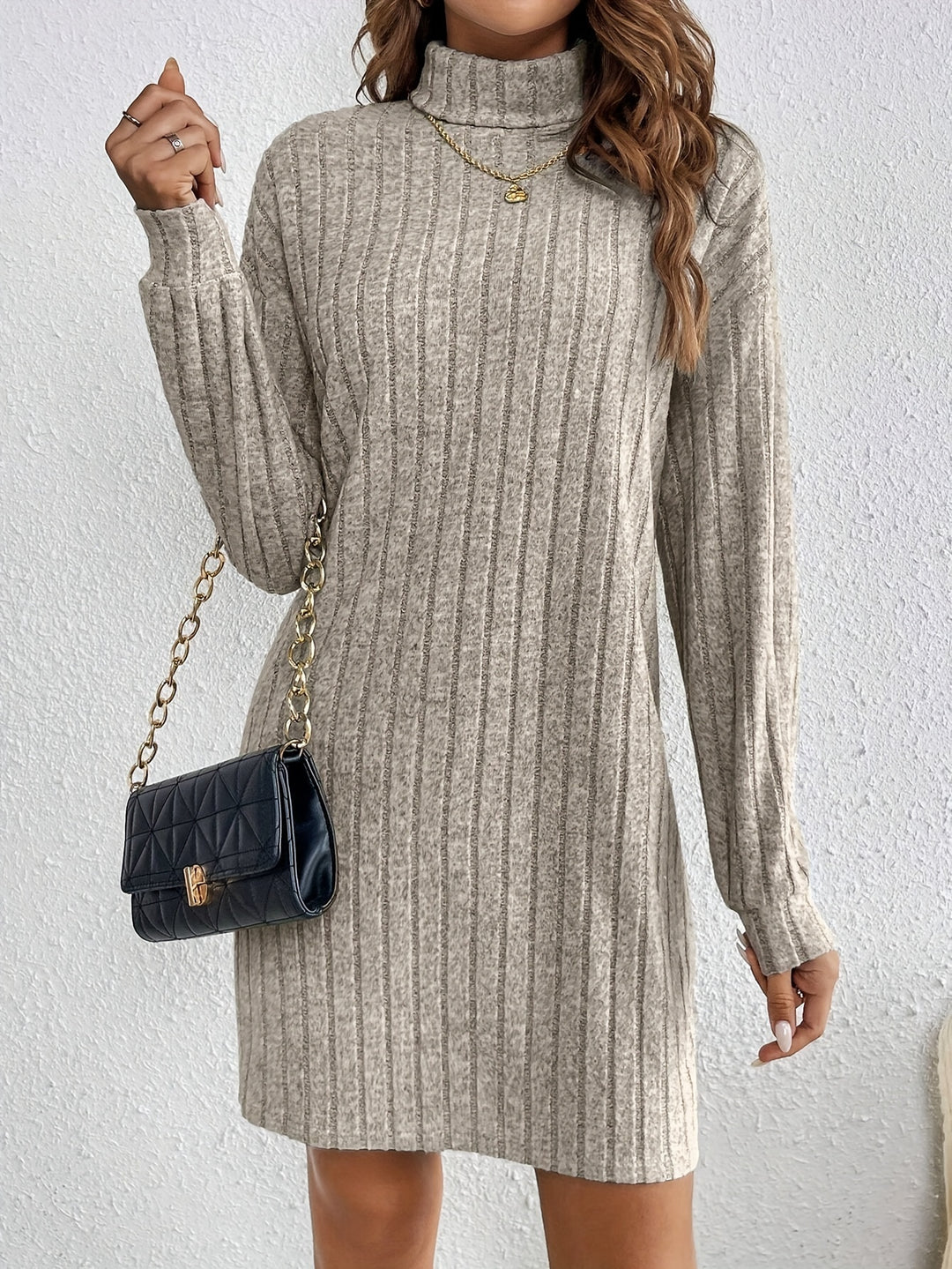 Eloise | Ribbed Turtleneck Sweater Dress