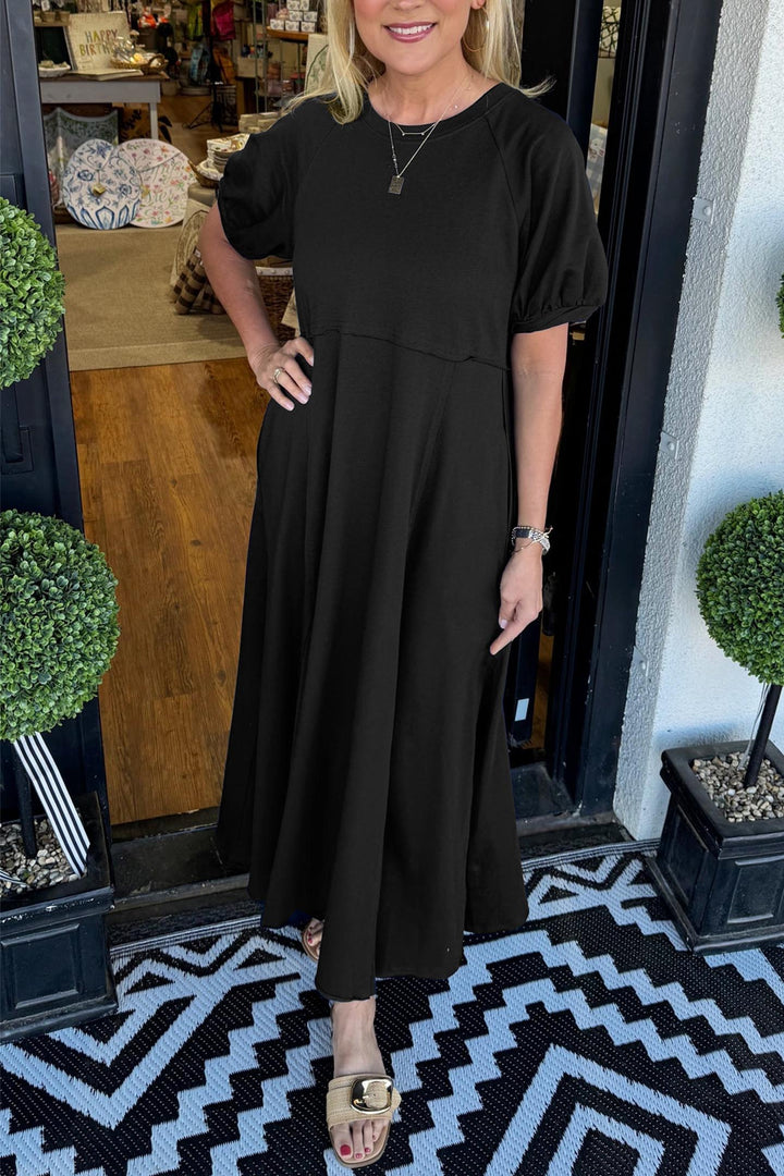 Winslet | Puff Sleeve Round Neck Maxi Dress