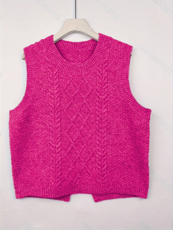 Tabitha | Cable-Knit Sleeveless Sweater Vest