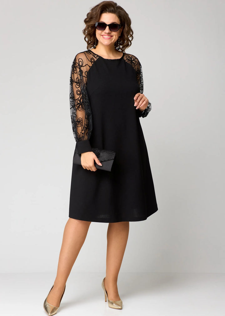 Edith | Elegant Floral Sleeve Lace Dress