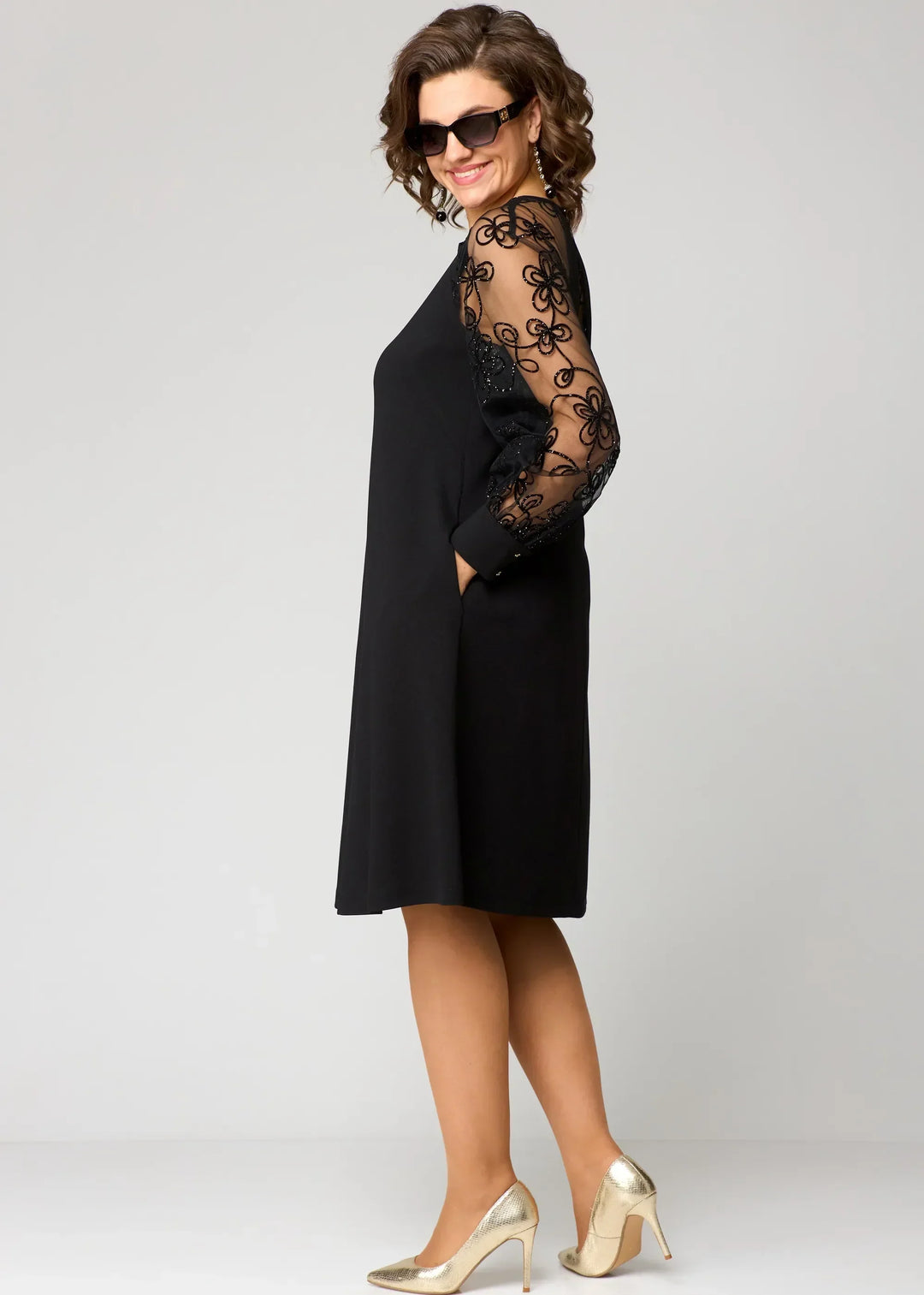 Edith | Elegant Floral Sleeve Lace Dress