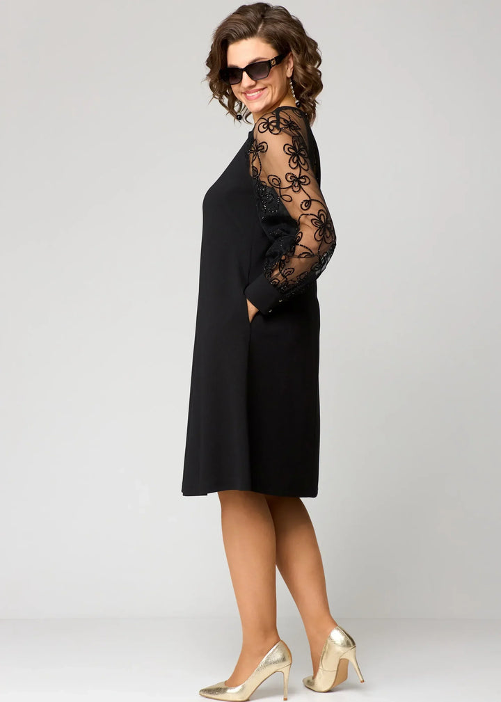 Edith | Elegant Floral Sleeve Lace Dress