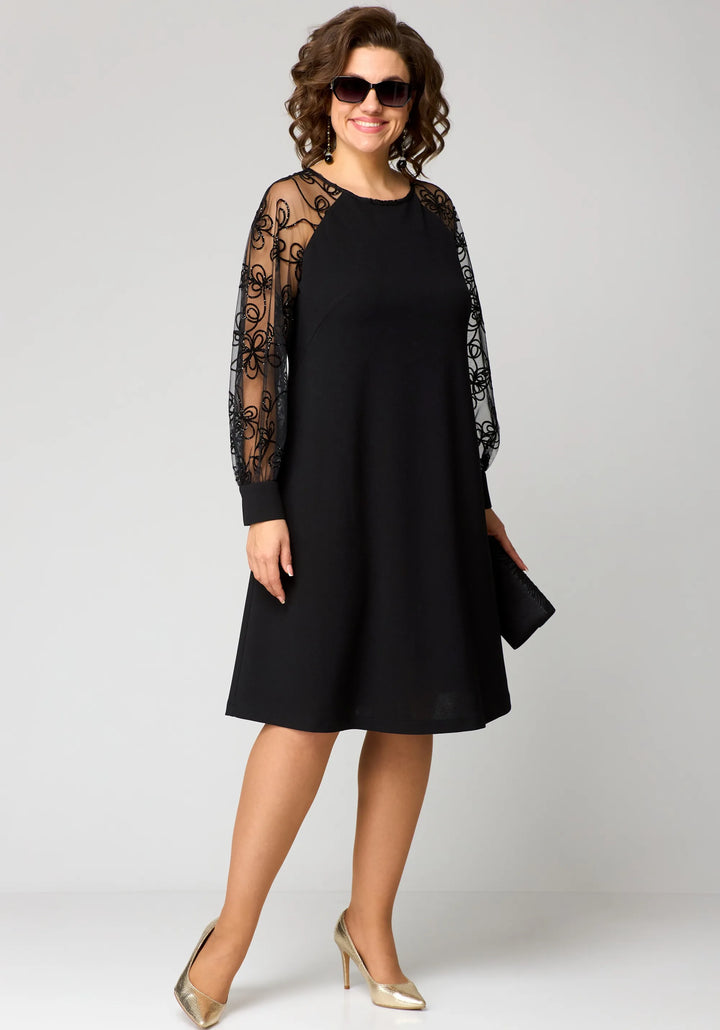 Edith | Elegant Floral Sleeve Lace Dress