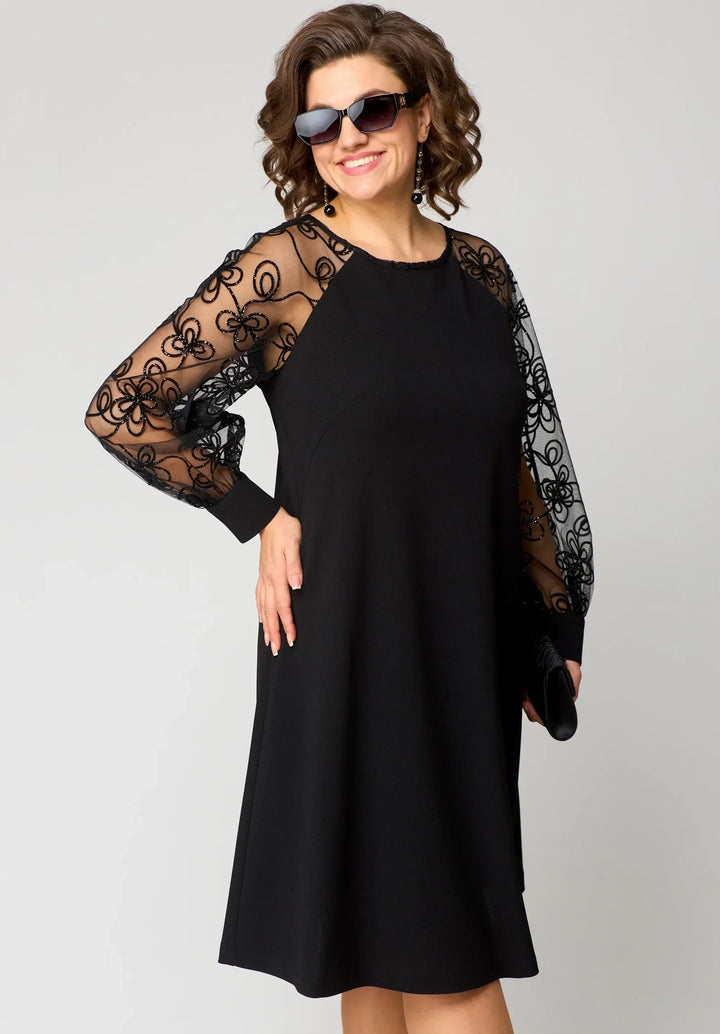 Edith | Elegant Floral Sleeve Lace Dress