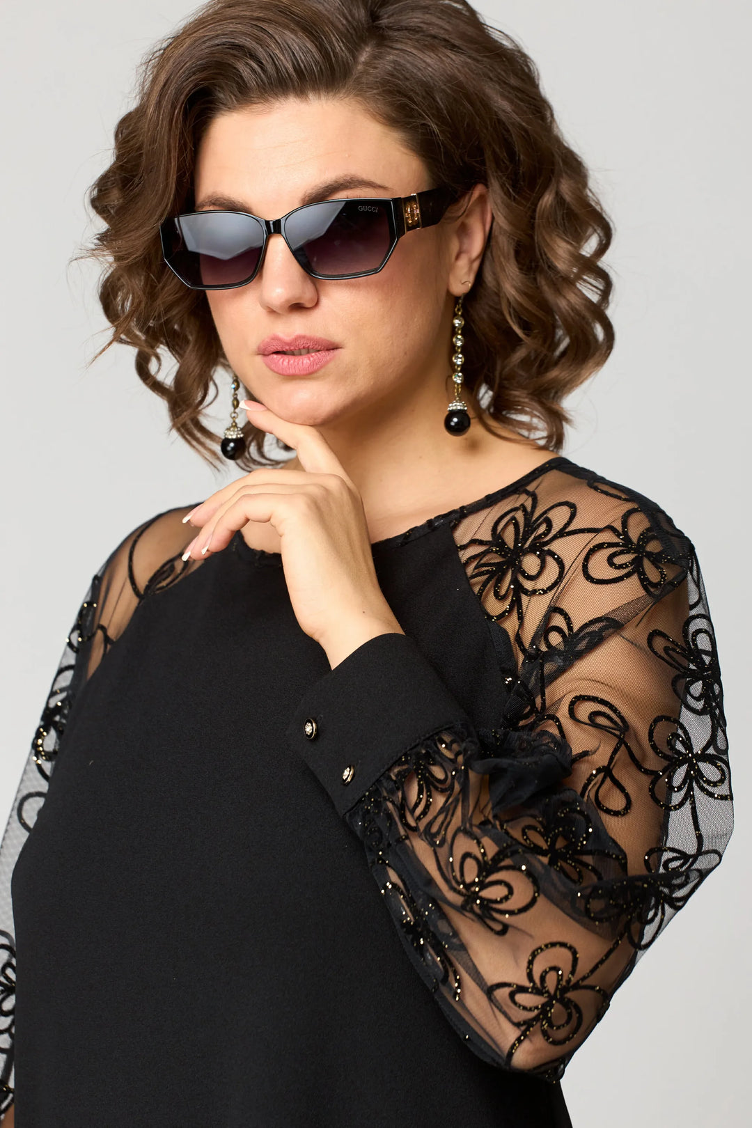 Edith | Elegant Floral Sleeve Lace Dress
