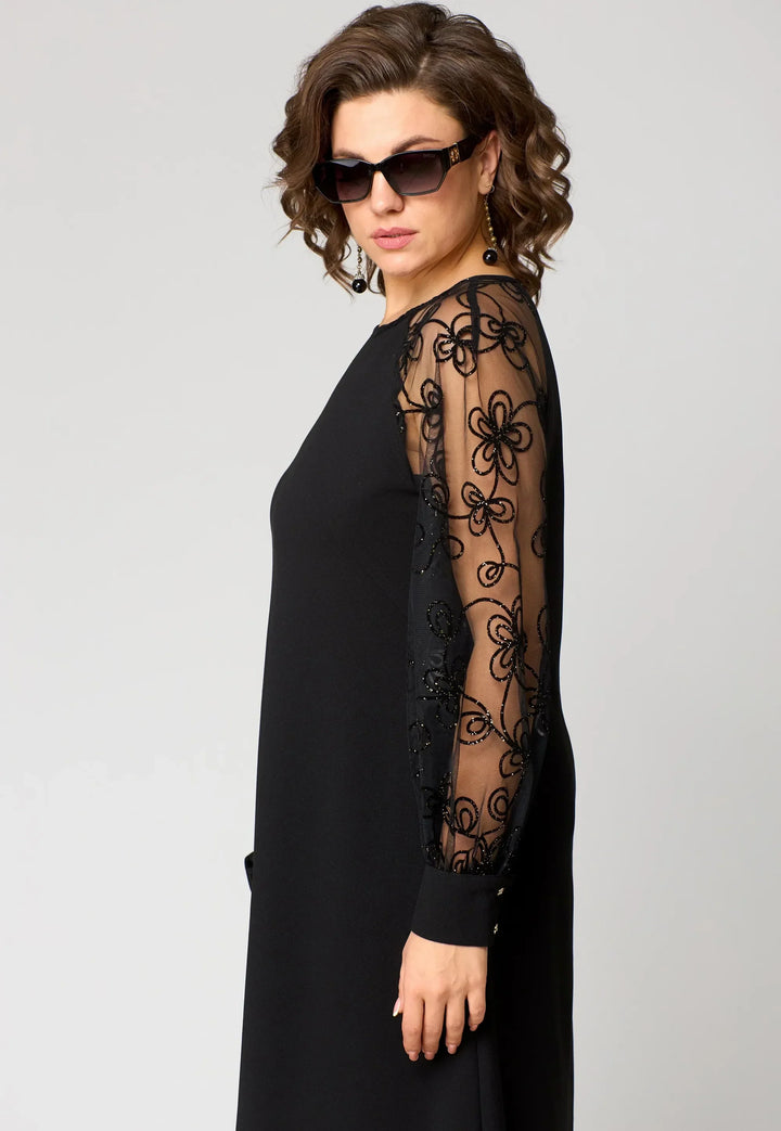 Edith | Elegant Floral Sleeve Lace Dress