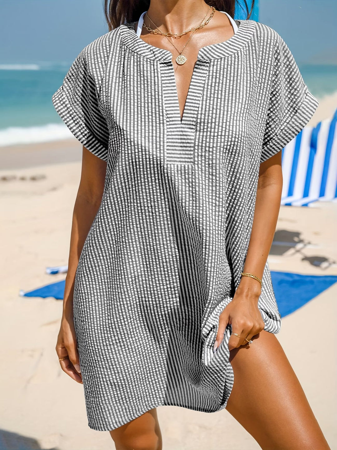 Mirelle | Summer V-Neck Striped Loose Dress