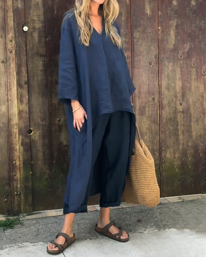 Clarisse | Elegant Loose V-Neck Set
