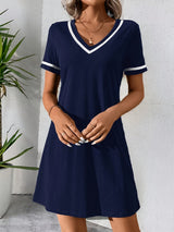 Gaelle | Casual V-neck Color-Block Dress