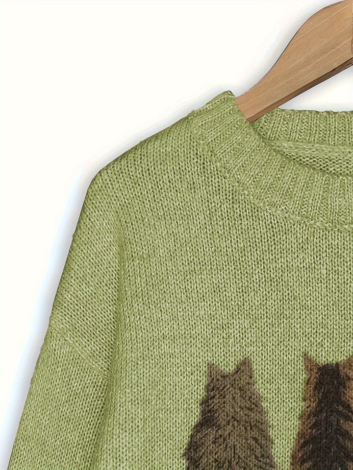 Maeve | Charming Cat-Print Knit Sweater
