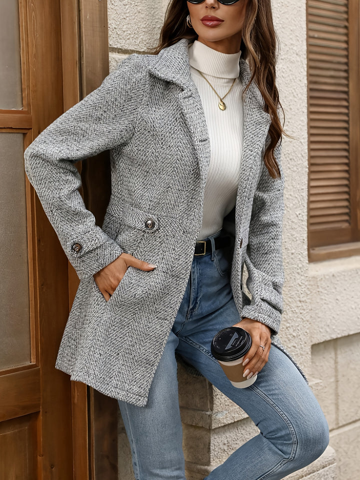 Camille | Waist-Defining Herringbone Coat