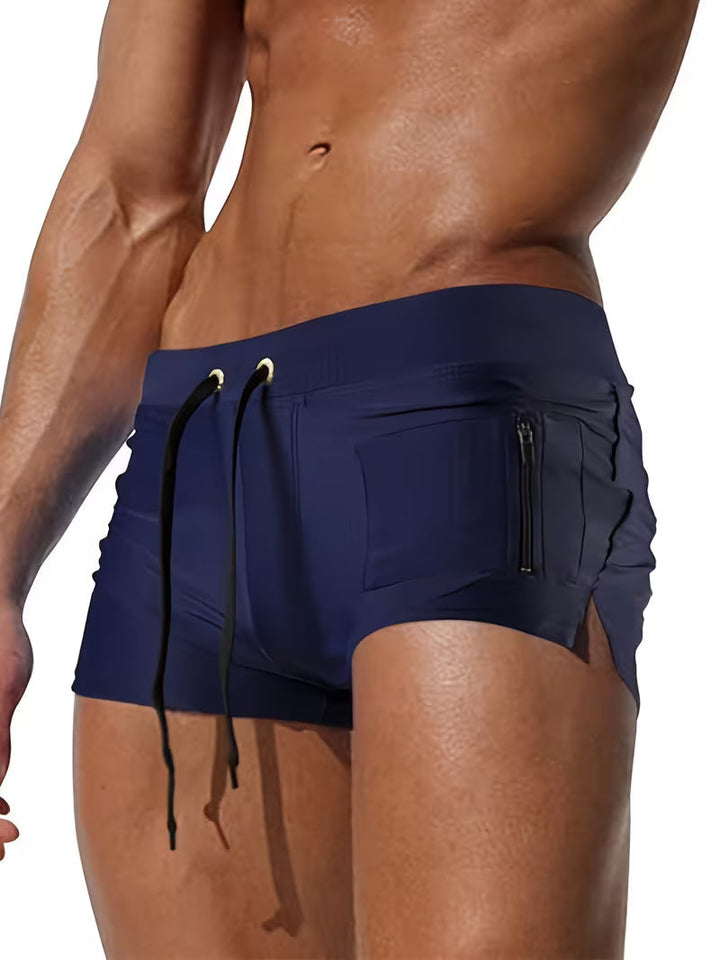 Griffin | Trendy Zipper Boxer Swim Trunks