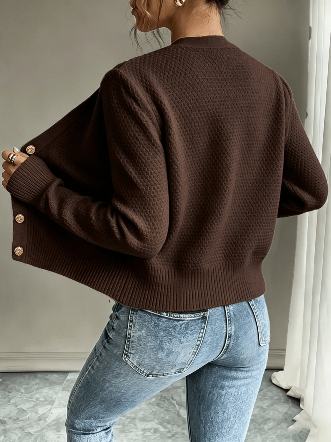 Iris | Cable-Knit Button-Front Cardigan