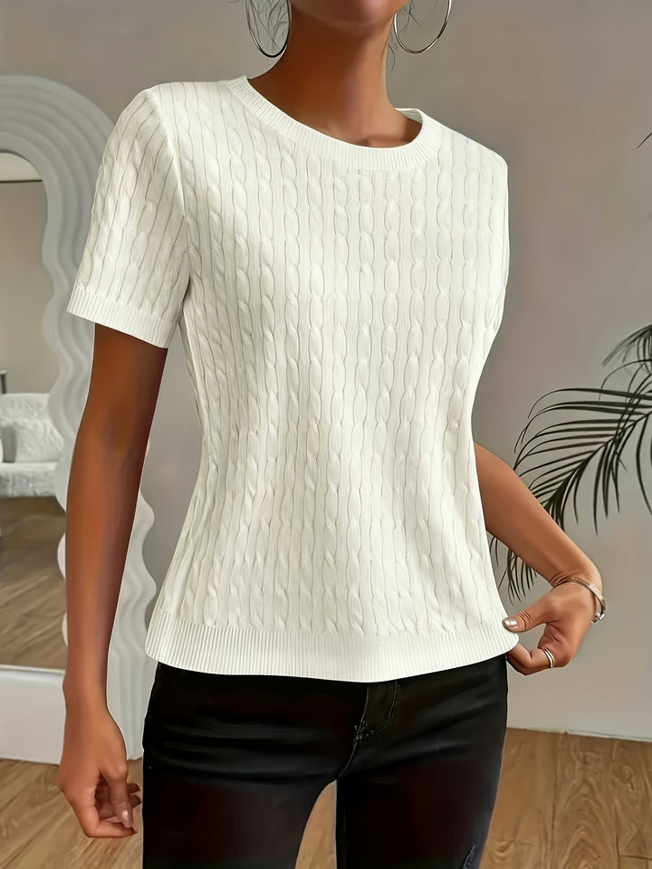 Josie | Cable-Textured Short Sleeve Top