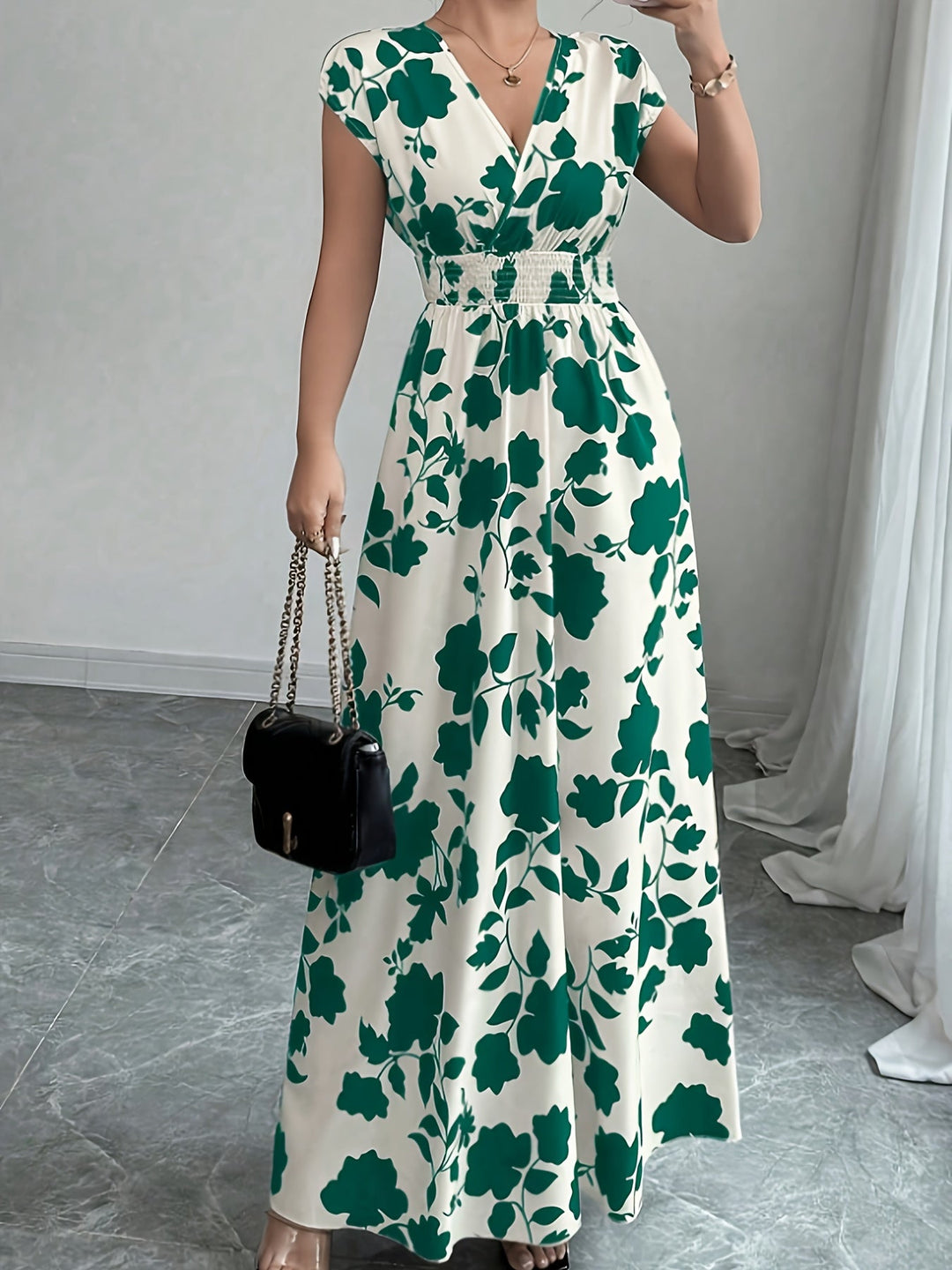 Isabelle | Floral V-Neck Maxi Dress