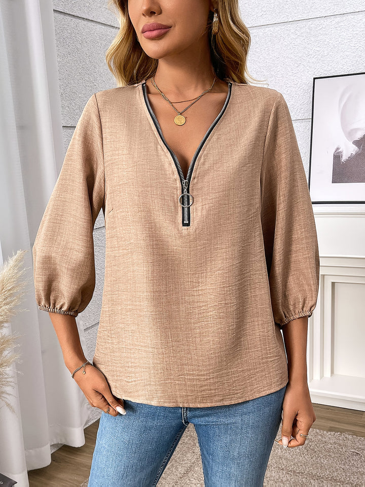 Helena | Refined Zip-Neck Blouse