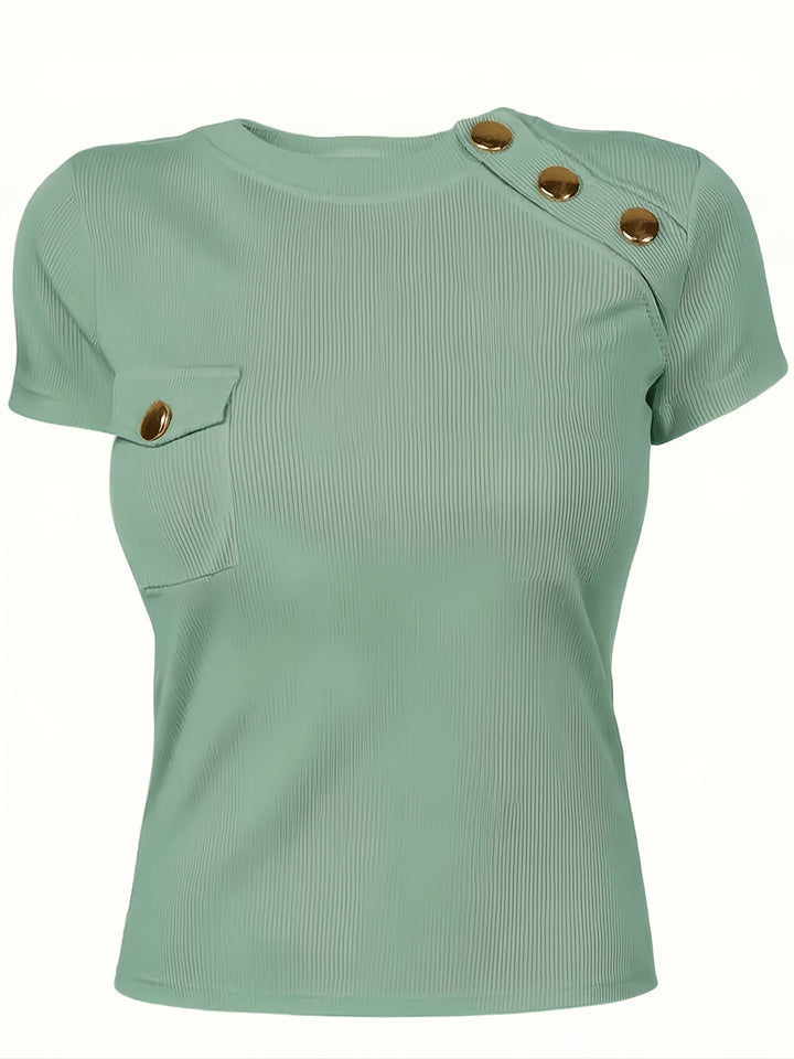 Fiona | Button-Accent Short-Sleeve Top