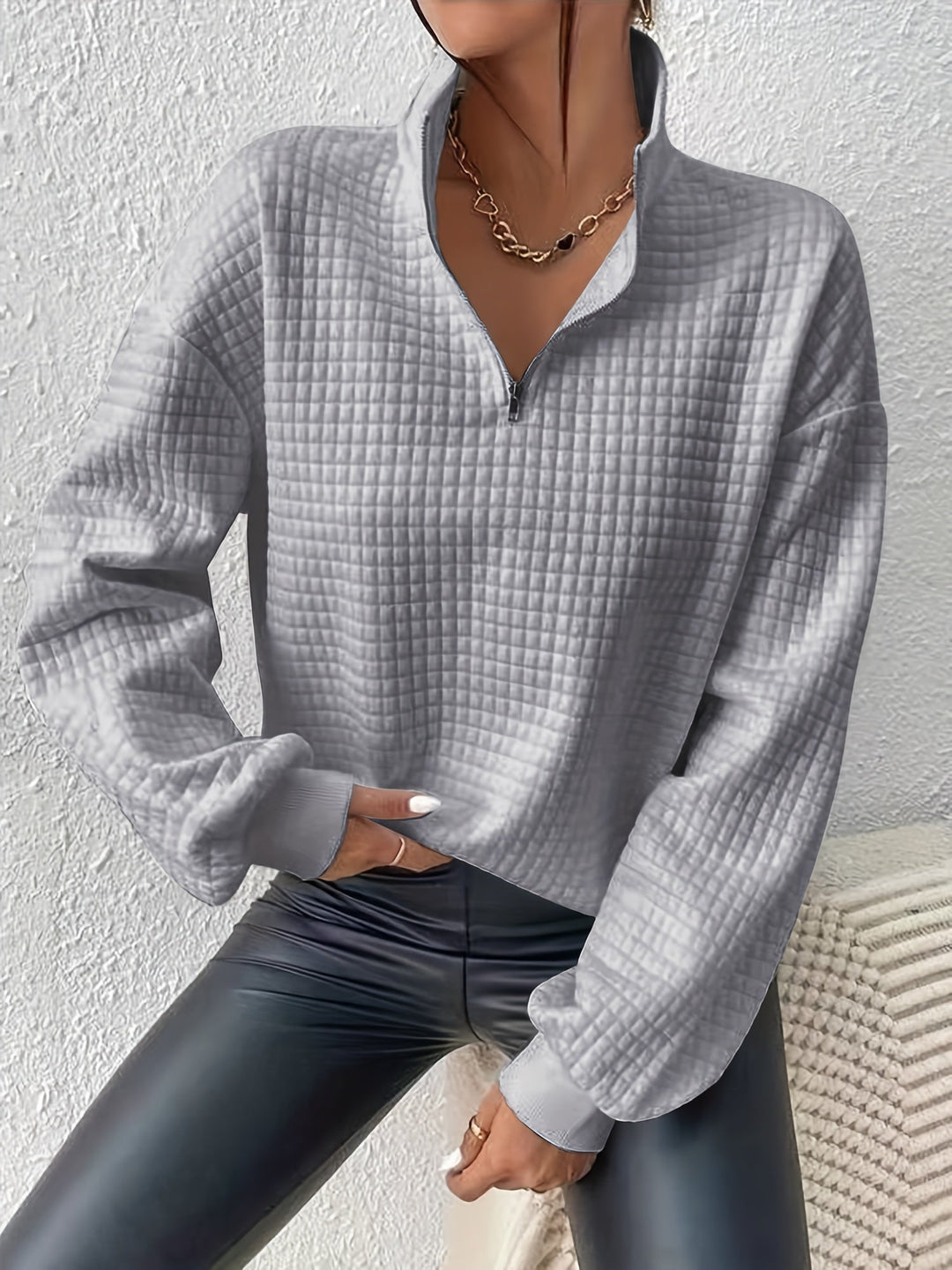 Paige | Textured Quarter-Zip Pullover