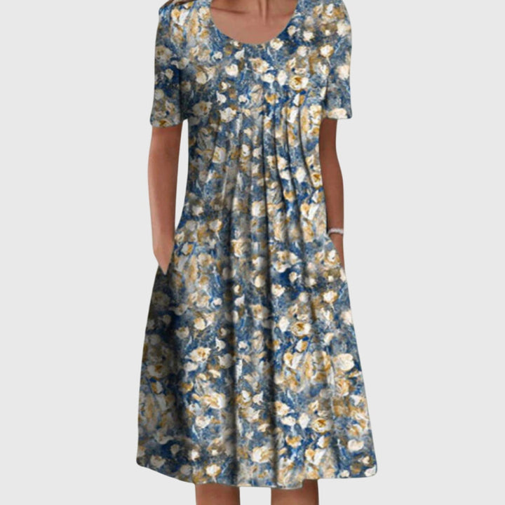 Gemma | Elegant Round Neck Printed Dress