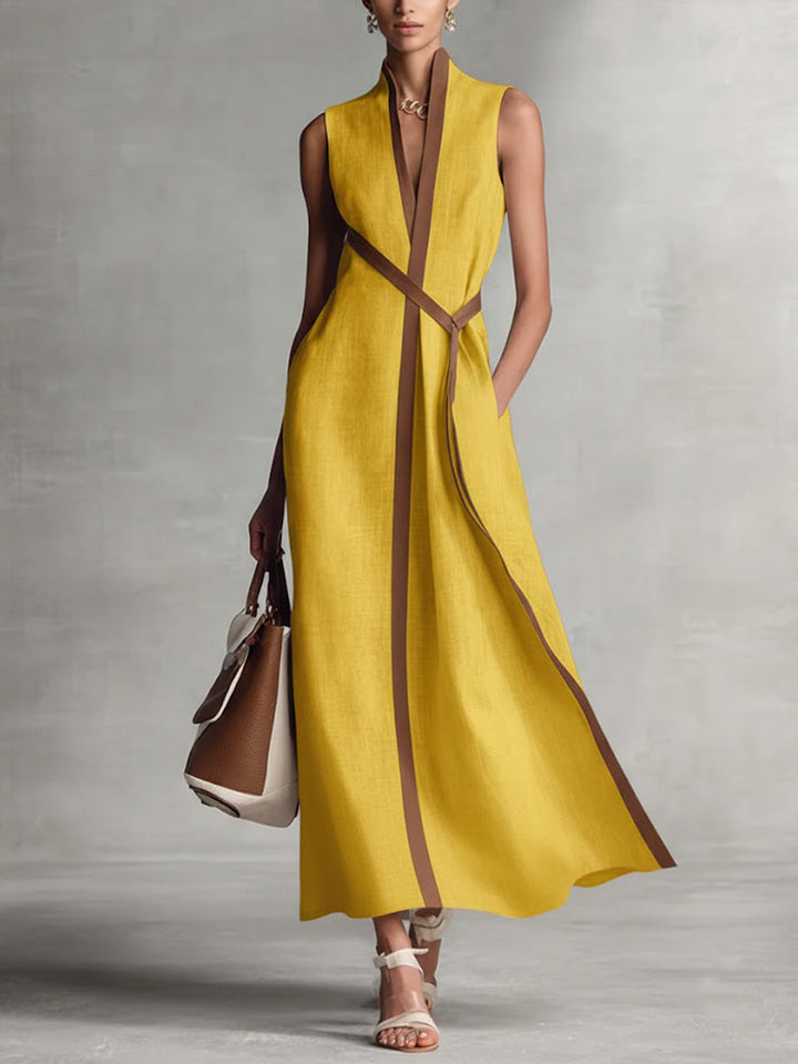 Adeline | Belted Sleeveless Midi Dress