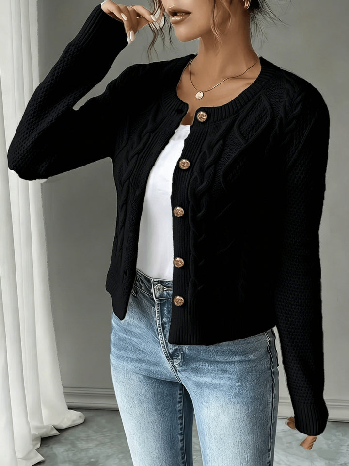 Iris | Cable-Knit Button-Front Cardigan