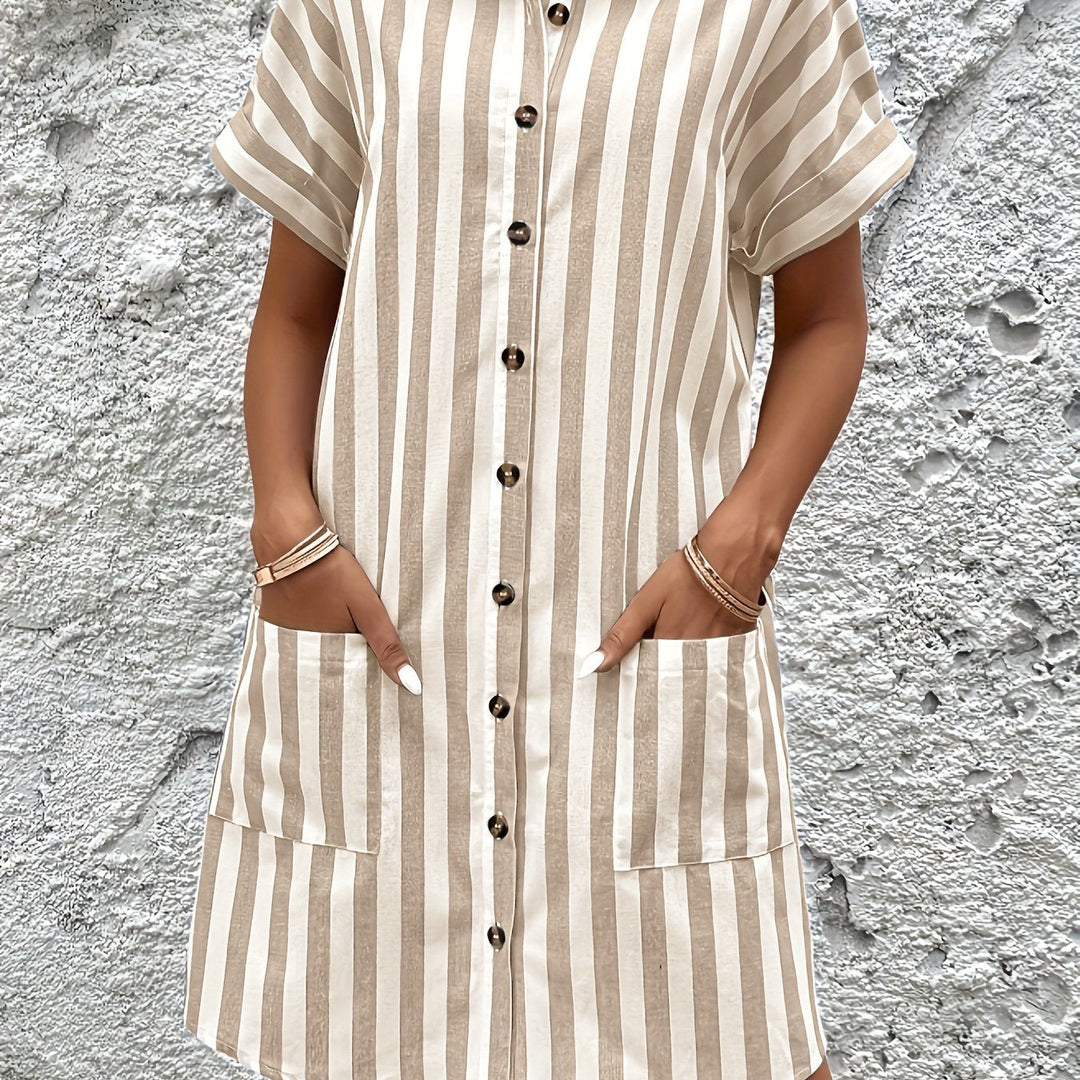 Clara | Striped Button-Up Shirt Dress