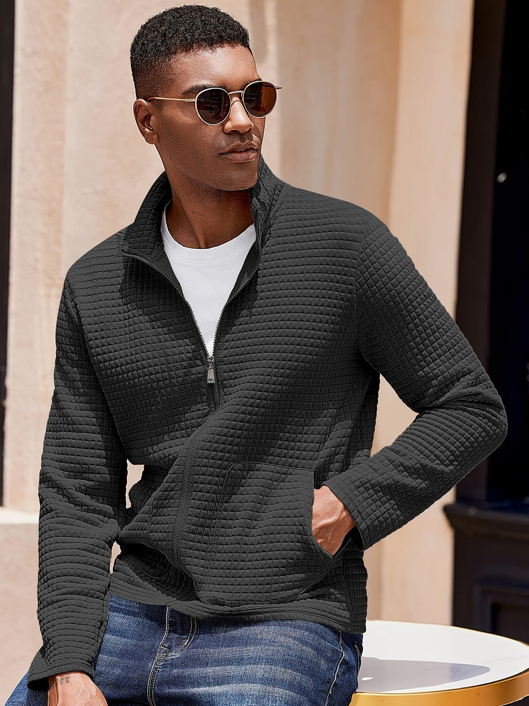 Gareth | Textured Zip-Up Jacket