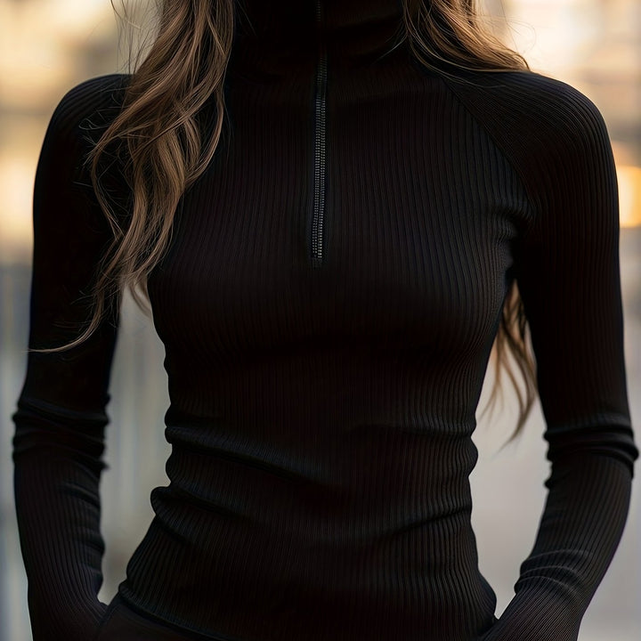 Lucinda | Sleek Half-Zip Mock Neck Top